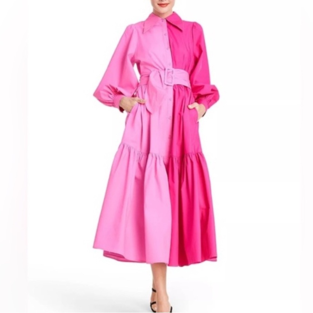 Christopher John Rogers Two-Tone Pink Button-Front Dress